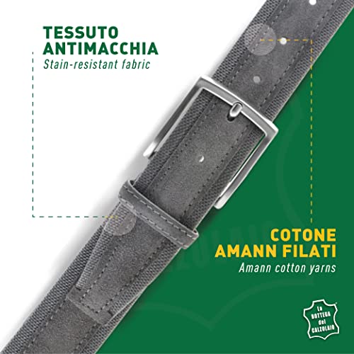 Canvas and suede belt for men 4 cm handmade Made in Italy4