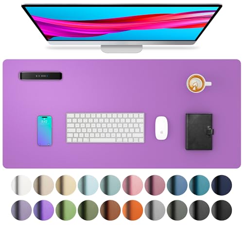 Image of Leather Desk Pad Protector, Mouse Pad, Office Mat, Non-Slip PU Leather Blotter, Laptop Pad, Waterproof Writing Pad for Office and Home (31.5 inch x 15.7 inch, Iris Violet)