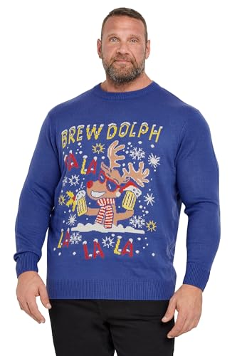 Big & Tall Knitted Christmas Sweater Pullover Blue