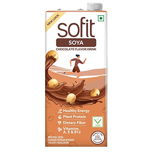 Image of SOFIT SOYA Drink Chocolate Flavored,1000Ml|Vegan Drink|Enriched Goodness of / Source of Plant Protein,Dietary Fibers,Vitamins & Calcium|Naturally Lactose Free|Naturally Gluten Free|Preservatives Free