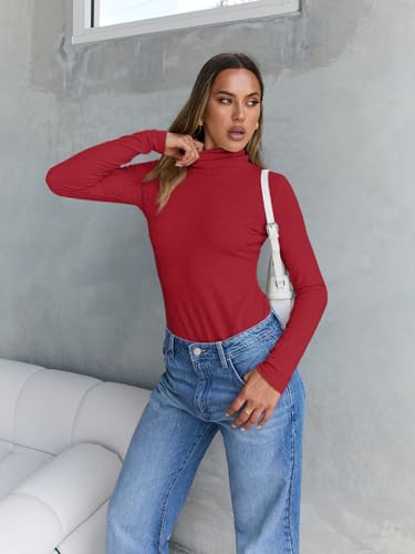 Foto de Trendy Queen - Blusa de manga larga y cuello alto para mujer, prenda a la moda, básica, ajustada, suave y térmica para invierno y otoño (imagen 6)
