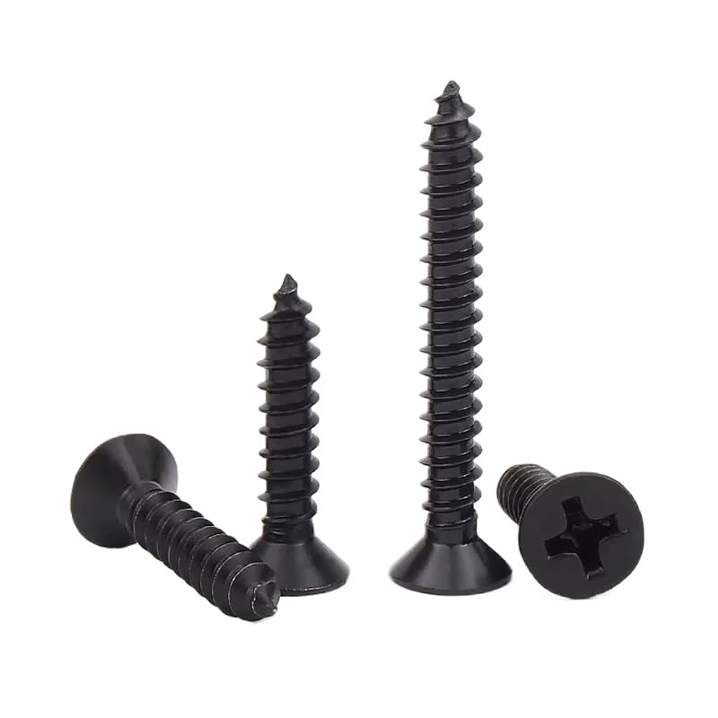 Black SS304 Stainless Steel M1.7 M2 M3 M4 Phillips Countersunk Self Tapping Screws (500,M2 x 6mm)