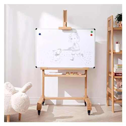 Soporte móvil de madera para TV con ruedas y estante miniatura 1