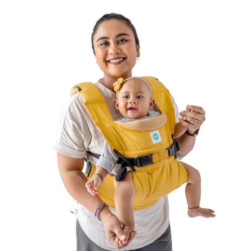 Image of SOULSLINGS 4-in-1 Lali Baby Carrier Bag - Mustard - Cotton | Compact & Lightweight (400g) | Adjustable for 0-24 Months (4-15kg) | Machine Washable & Handwashable | Breastfeeding Friendly