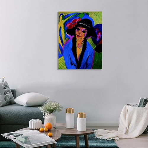Portrait de Gerda tableau expressionnisme MOBYAT 70x100cm