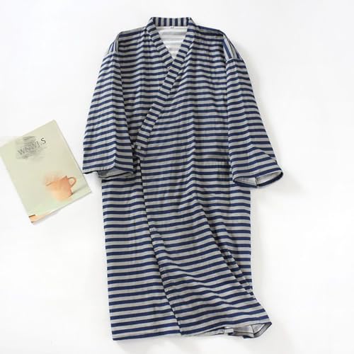 Image of SIQITECHNO Men Kimono Robe Cotton Yukata Spa Sauna Bathrobe Sleepwear Japanese Kimono for Women Loungewear Nightgown Dressing