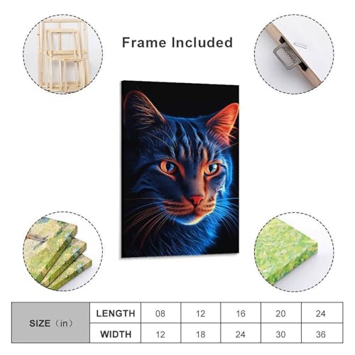 Affiche néon chat pour valoriser un mur vide de bureau ou de salon