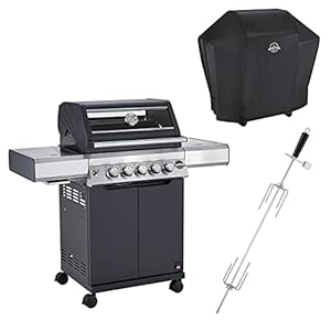Jamestown KNOX 3-Brenner Gasgrill mit direkter & indirekter Grillfunktion, Infrarot-Brenner und Seitenbrenner inkl. Thermometer im Deckel + Zubehör | Hochwertiger Grill für ein gelungenes Barbecue