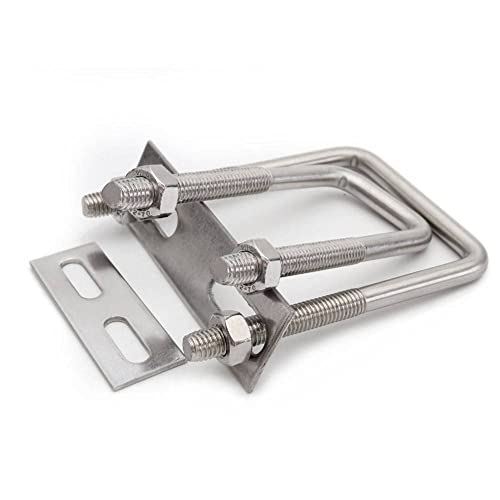 Image of 4 Sets 304 Stainless Steel Square U-Bolts 2.4 inch(61mm) Inner Width, 3.93 inch(100mm) Length Stainless with M8 Nuts, Frame Plate, Accessories for Automobiles Trailer (61x100mm (W*L))