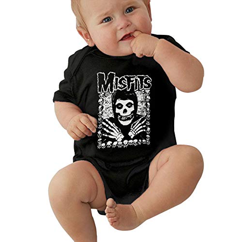 Baby Girls' Jersey Bodysuit, Baby Short-Sleeve One-Piece Bodysuits American Punk Rock Band Misfits (Band) Baby Onesie Bodysuit, Child Romper Cotton T-Shirts 12 Months Black