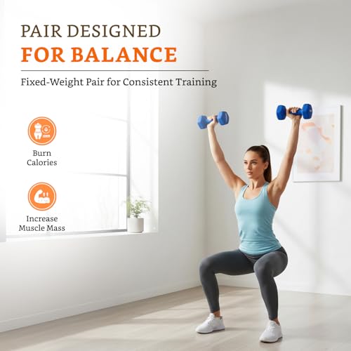 Image of Amazon Brand - Solimo Neoprene Dumbbell 5 Kg, Set of 2 (Blue)