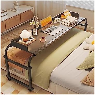 Overbed Table Over-Bed Tables, Overbed Table with Wheels Computer Workstation Height Adjustable Computer Desk Standing Workstation Food Tray Desk Rolling Medical Table