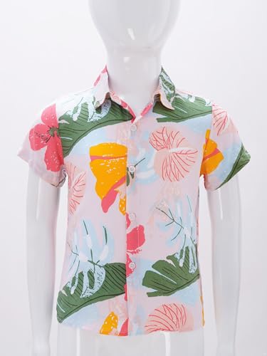 JEATHA Boys Short Sleeve Hawaiian Shirts Button Down Tees Kids Beach Vacation Floral Boho Clothes Summer Tops2
