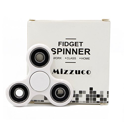 Mizzuco Tri-Spinner Fidget Stress Reducer Ultra Fast Bearings Finger Toy,White/Black