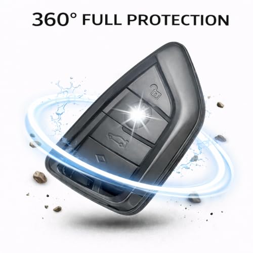Image of JVCV Soft TPU Transparent Black Key Cover Compatible with BMW X1 X3 X5 X6 5 Series 6 Series 7 Series 4 Button Blade Smart Key | Anti-Scratch Slim Fit Case | Shockproof Protection (Transparent Black)