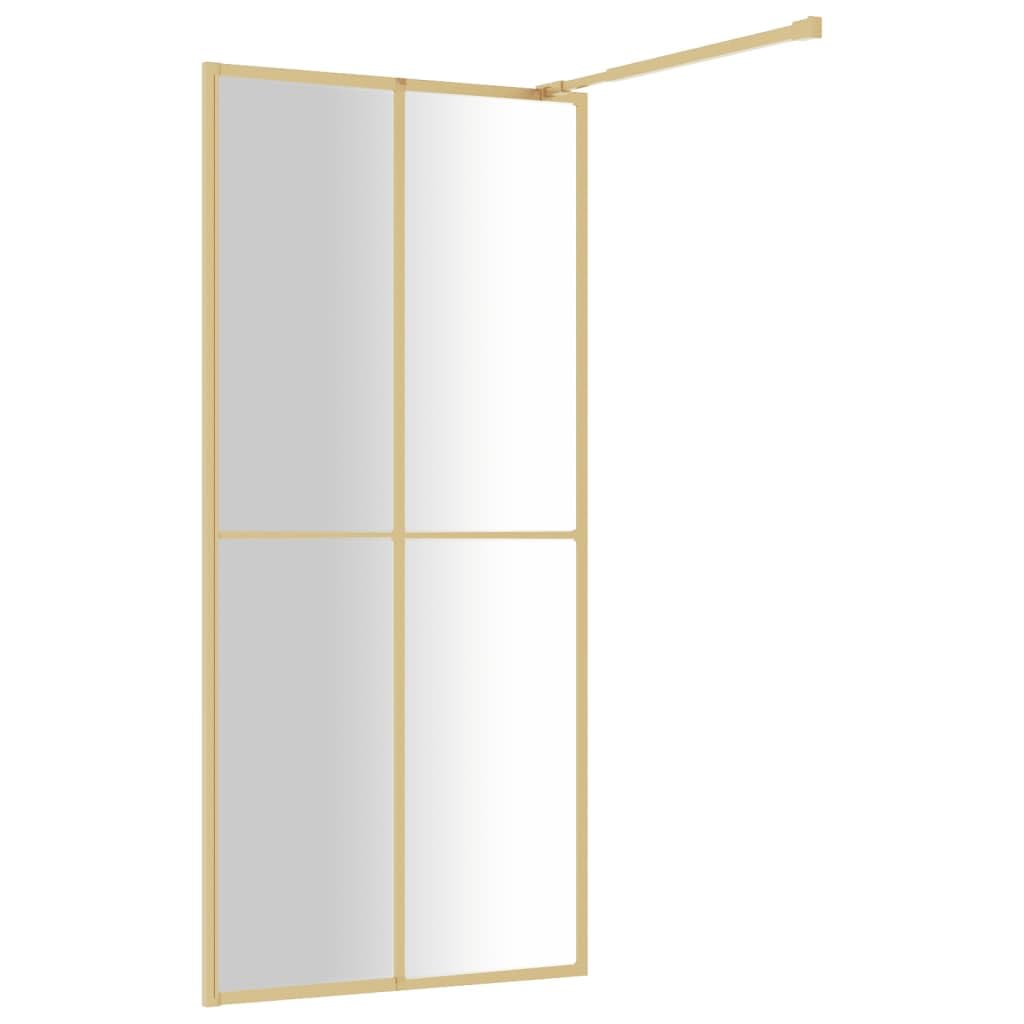Mampara de ducha de cristal templado transparente de 5 mm, marco de aluminio dorado de 88 a 90 x 195 cm, protección contra salpicaduras para Walk in Renovation