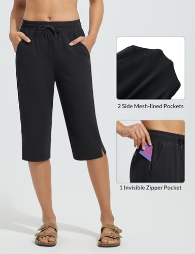 baleaf Women's Long Shorts Quick Dry 15" Swim Pants with Liner UPF50+ Swim Capris with Pockets3