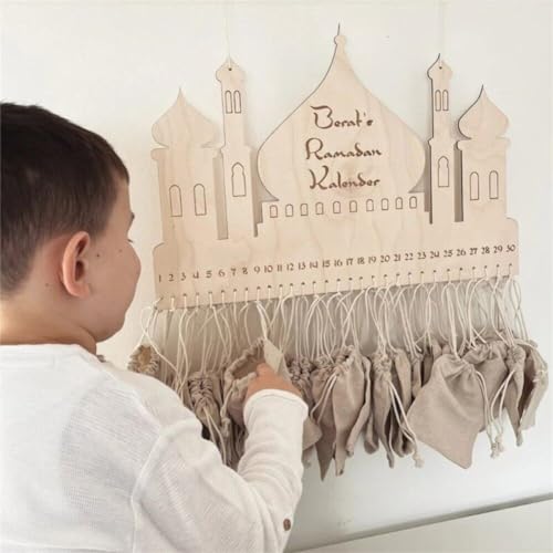Ramadan Advent Calendar Countdown suspendu avec sacs pour décoration Eid - 8