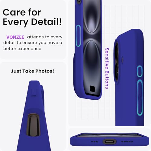 Image of Elzzi Microfiber Logo Cover Compatible for iPhone 16 Case Liquid Silicone Cases Full Body 4 Layer Protective Covers Shockproof Back Cover (Ultramarine)
