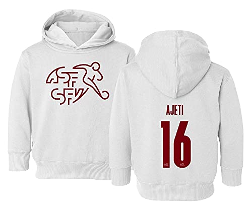 Flaura Europea Soccer 2020 Swiss #16 Arlind AJETI Jersey Style Little Kids Girls Boys Toddler Hooded Sweatshirt (White, 2T)