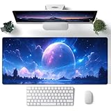 Hearda Alfombrilla Ratón XXL/XL/L, Alfombrilla Gaming Cielo Estrellado Minimalista, Mouse Pad con Bordes Cosidos y Base Antideslizante, Tapete Escritorio para Hogares Oficinas (Azul 1,600x300x3mm)