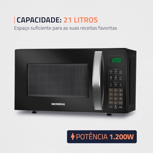 MONDIAL Micro-Ondas, Preto, 1200W, 220V - MO-01-21-B — foto 3 de 9