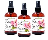 Pack of 3 Premium Organic Moroccan Rose Water - 4oz W/Sprayer - Imported From Morocco - 100% Pure (Food Grade) No Oils or Alcohol - Rich in Vitamin A & C Perfect for Hydrating & Rejuvenating Your Skin