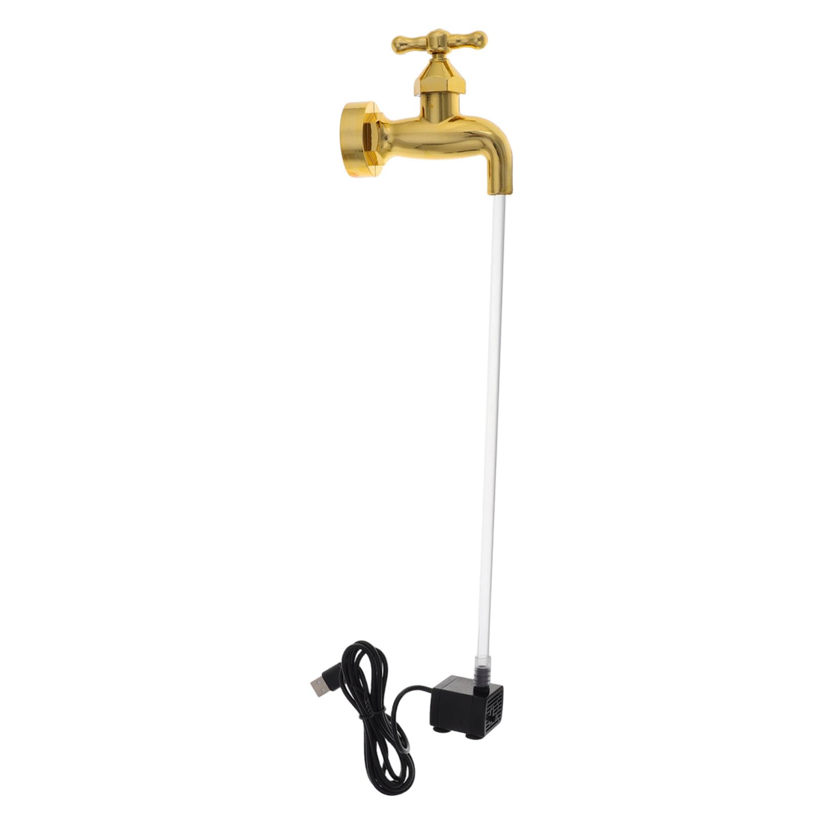 FOYTOKI Elegant Desk Decor Floating Faucet Mini Fountain for Fairy Garden Water Flowing Ornament Indoor Outdoor Accessory