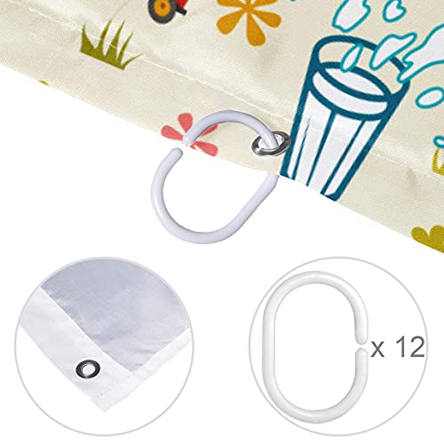Rideau de douche pour salle de bain vache anti-odeur 12 crochets - 5