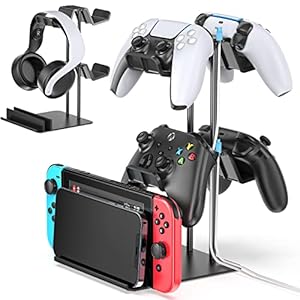 OIVO Controller Organizer for Desk, Display Controller Stand for PS5/ PS4/ Xbox Series/One X/S/Nintendo Switch Controller & Headset Stand, Controller Desk Mount & Storage for 4 Packs Game Controller