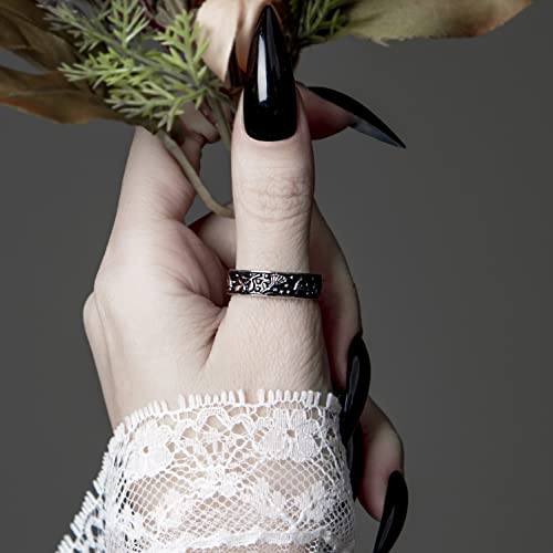 'Alchemy' Band Ring By Rogue+Wolf Silver Engagement Anxiety Rings For Women, Matching Couple Gothic Boho Wiccan Fashion Jewelry, Cute Stainless Steel Witchy Gifts For Teen Girls, Cool Anime Emo Indie Trendy Punk Cottagecore Rings Aesthetic For Men (Us7) #TOP7