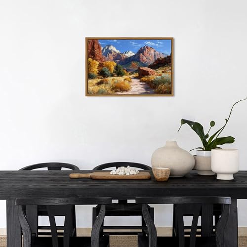Image of Zion National Park Canvas Wall Art Red Rock Canyon Scenery Wall Decor Nature Utah Mountains Landscape Prints Painting Southwest National Park Posters for Living Room Bedroom Home Decoration 16x24 inch