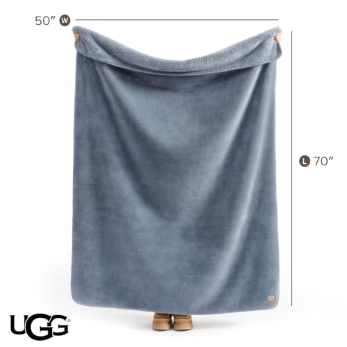 Image of UGG Whitecap Throw Blanket, Soft Fleece Blanket, 50 inch x 70 inch, Denim Blue