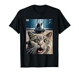 Funny Cat Selfie with Vacuum Chase Meme Graphic T-Shirt