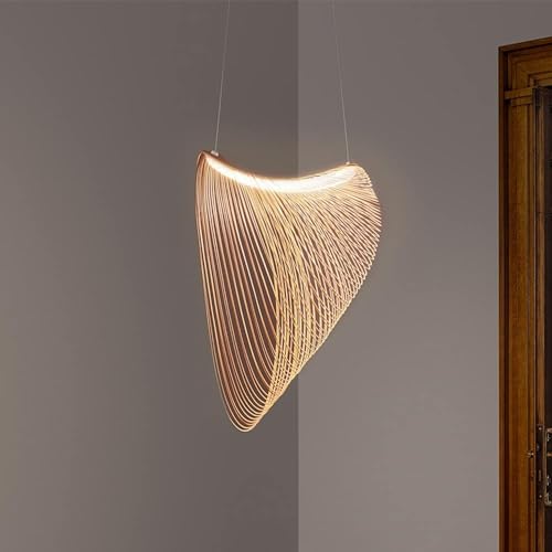 Lustre suspension bois rétro avec douille E27 pour décoration de plafond
