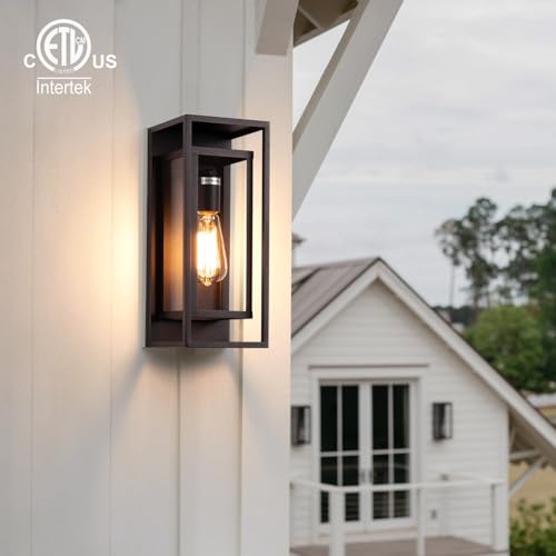 Image of mirrea 14 inch Modern Outdoor Porch Wall Light, Oil Rubbed Bronze, 2 Pack
