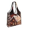 CHANGLEI Sac fourre-tout en toile pour homme et femme Motif pain d'épice de Noël réutilisable pliable lavable léger, Noir , Taille unique #1