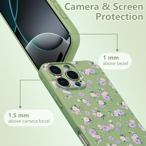 Coque iPhone 16 Pro Max silicone antichoc compatible MagSafe esthétique à fleurs