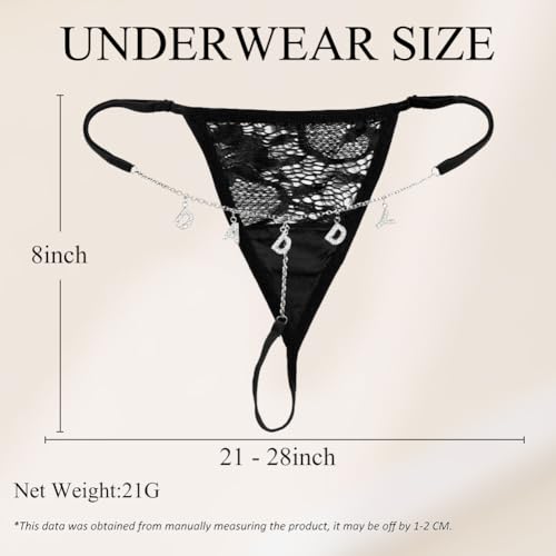 Image of Sexy Underwear for Women, Lace Thongs with Sparkling Letter Charms, Fun and Flirty Panties for Women Sexy