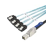 CableCreation SFF-8644 to 4 Sata 7 Pin Cable, External Mini SAS HD SFF-8644 to 4 Port SATA Cable, Hard Disk Data Server Raid Cable 1 Meter/ 3.3 FT