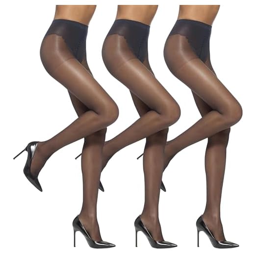 HUE Women's Age Defiance French Lace Sheer Tights with Control Top, Pack of 16, Black, 2