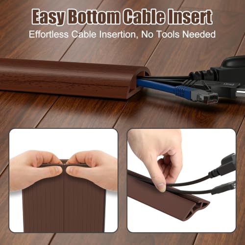 Image of Eapele Floor Cord Cover 10ft (2 Pack) Cord Covers for Wires on Floor, Heavy Duty Extension Cord Cover, Rubber Floor Cable Cover, Prevent Trip Hazard for Sidewalk Home Office Outdoor or Indoor Settings