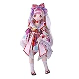 Meeler BJD Dolls 1/4 SD Dolls 15.74 Inch Ball Jointed Doll Full Set Beautiful Girl Wear Japanese Kimono with Clothes Shoes Wig Facial Makeup Eyes, Adorable Doll for Doll Lover Gifts