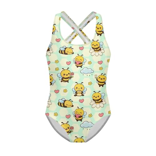 Image of Girls One Piece Swimsuits Axolotl Cross Back Swimwear Beach Summer Quick Dry Beach Bathing Suit