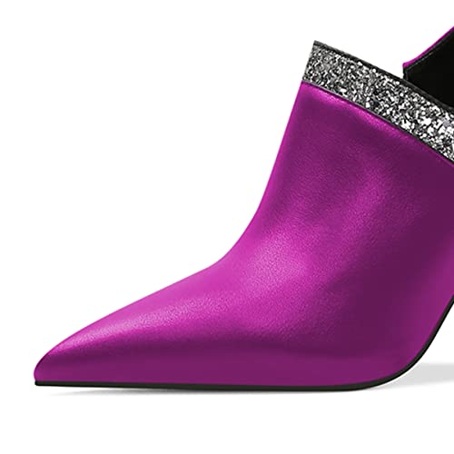 YDN Women Rhinestone Glitter Stiletto Heel Pumps Pointed Toe Side Zipper Short Booties Comfortable Dress Party Shoes Size 4-15 US2