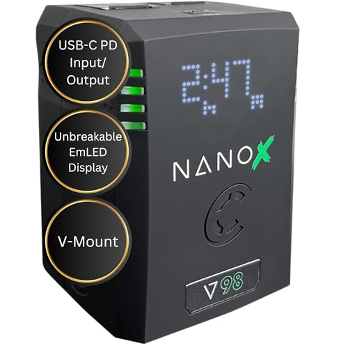 Image of Core SWX NANO-V98X 98Wh Micro V-Mount Battery - Compact Lithium-Ion Pack with USB-C PD Input /Output, USB-A, P-Tap, 10A Load, 3.9hr Runtime (25W), for Cameras & Production Gear