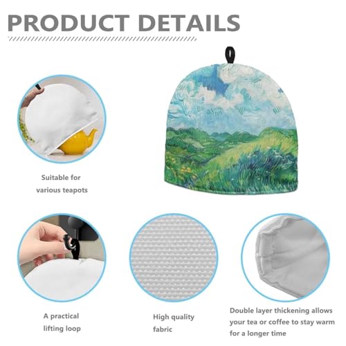 Image of Generic Hudotybom Wheat Field Tea Cozy for Teapot Insulated Large Teapot Cover to Keep Warm Tea Kettle Cover Machine Washable Coffee Pot Cloth Covers Kitchen Home Decorations, CZA49