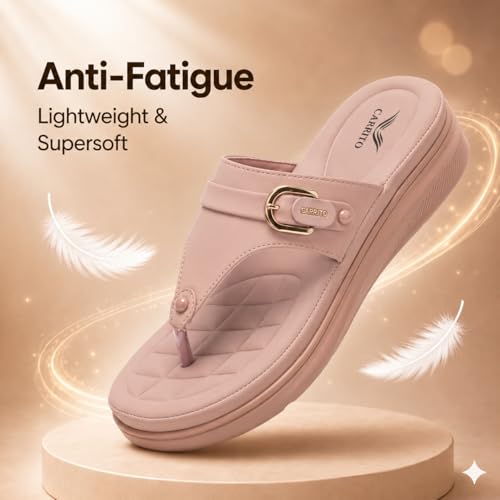 Image of Carrito, Women Wedge Heels Thong Sandals| Comfortable Flats Sandals | Comfort Orthopaedic Sandals for Women| Doctor Slippers /Flip-Flops | Arch Support & Heel Cushion | Lightweight Anti-Skid Sole | Ultra-Cushioned Shock Absorbing Footbed | Available in Open Toe & Toe Separator Style