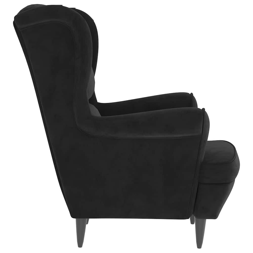 vidaXL Ohrensessel mit Hocker Armlehnen Fernsehsessel Polstersessel Loungesessel Wohnzimmersessel TV Sessel Ruhesessel Relaxsessel Schwarz Samt
