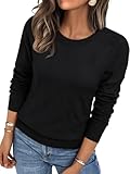 LILLUSORY Womens Sweaters Fall Fashion 2025 Lightweight Long Sleeve Knit Pullover Casual Trendy Tops Winter Clothes Black M